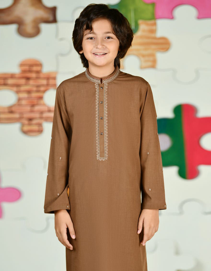 BROWN BLENDED KAMEEZ SHALWAR | JCKS-A-39193