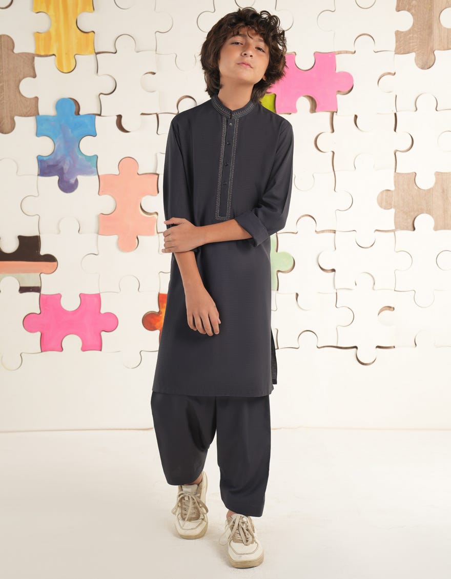 MIDNIGHT BLUE BLENDED KAMEEZ SHALWAR | JCKS-A-39198