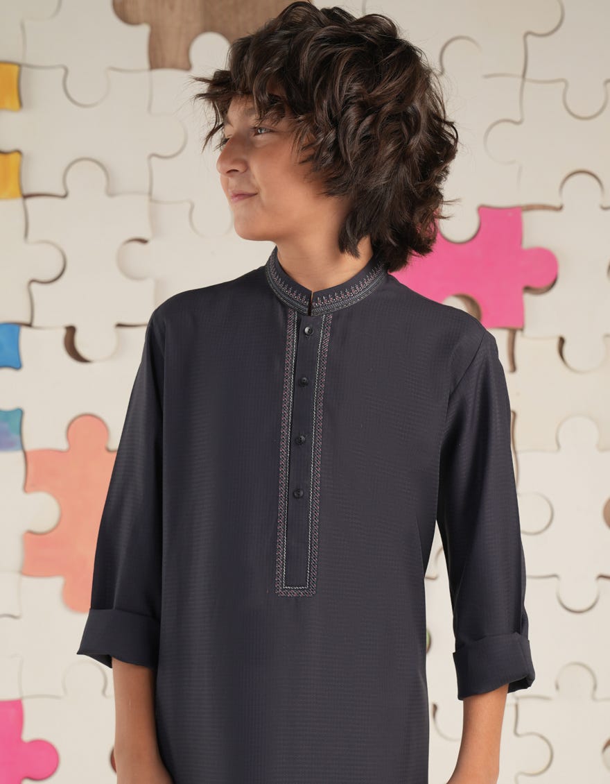 MIDNIGHT BLUE BLENDED KAMEEZ SHALWAR | JCKS-A-39198