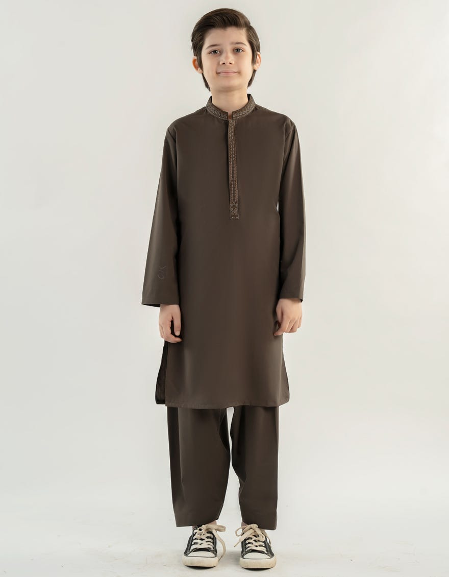 ARMY GREEN BLENDED KAMEEZ SHALWAR | JCKS-A-39220