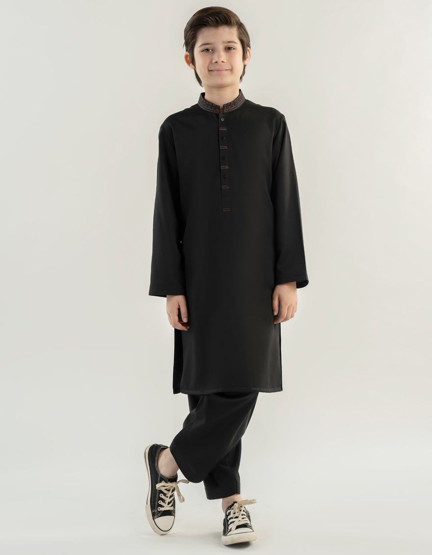 BLACK BLENDED KAMEEZ SHALWAR | JCKS-A-39222