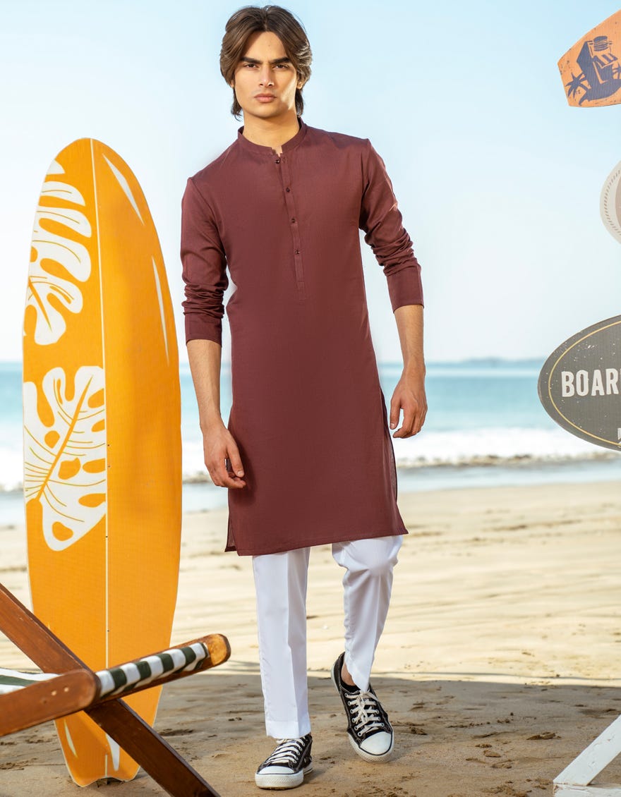 MAROON COTTON KURTA | JTK-A-39229
