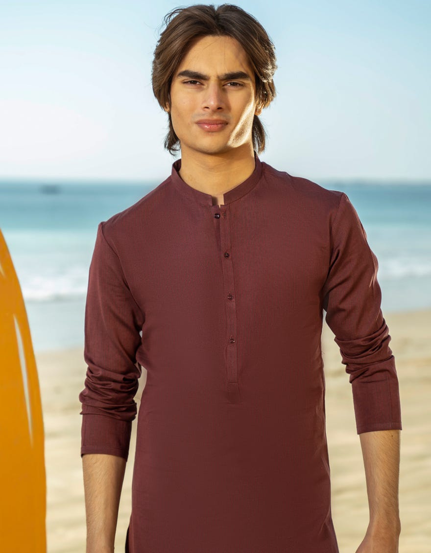 MAROON COTTON KURTA | JTK-A-39229
