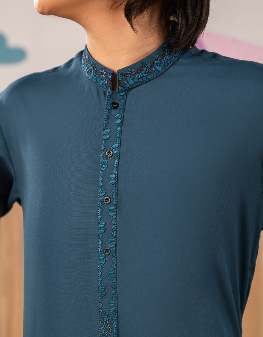 TEAL BLENDED KURTA TROUSER | JCKP-A-39248