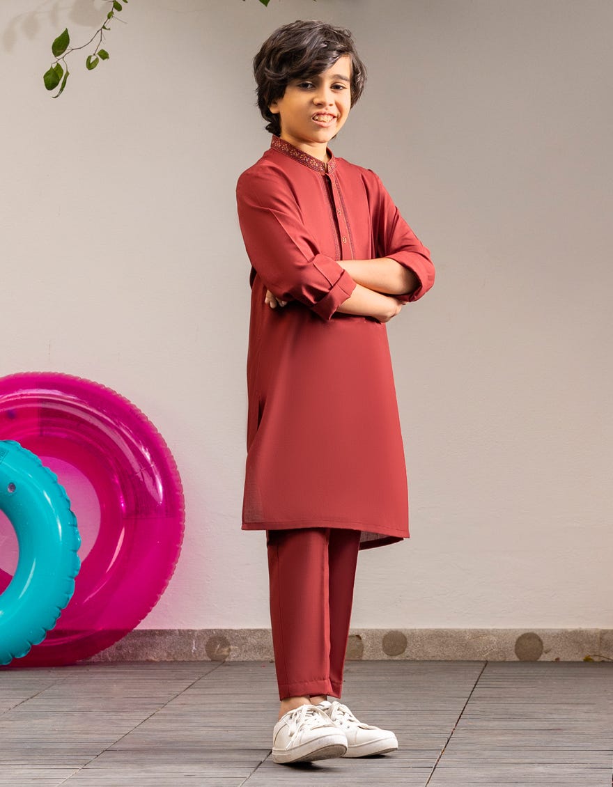 MAROON BLENDED KURTA TROUSER | JCKP-S-39251