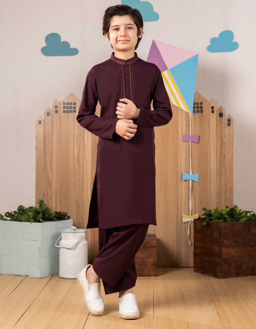 PURPLE BLENDED KAMEEZ SHALWAR