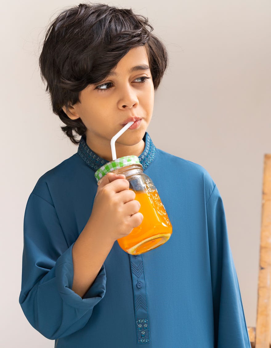 TEAL BLENDED KAMEEZ SHALWAR | JCKS-A-39256