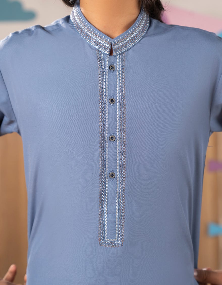 LIGHT BLUE BLENDED KURTA TROUSER | JCKP-A-39258