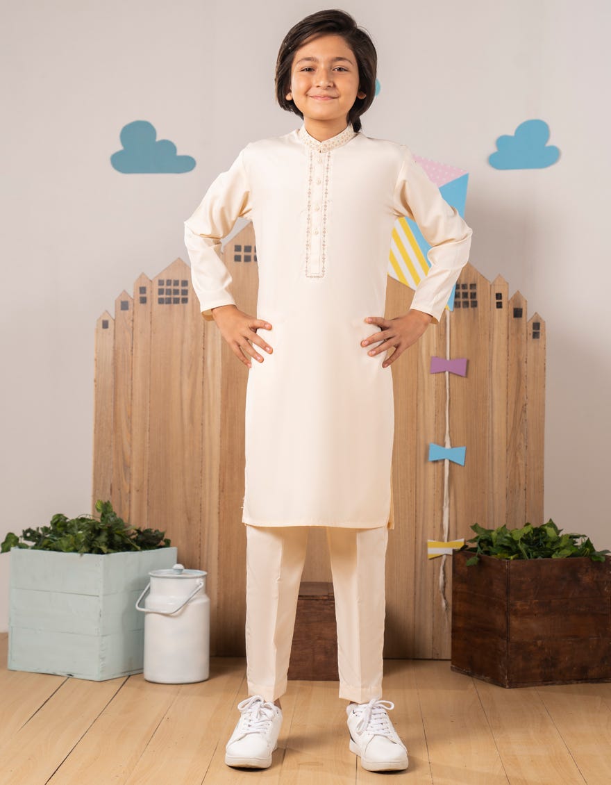 LIGHT PEACH BLENDED KURTA TROUSER