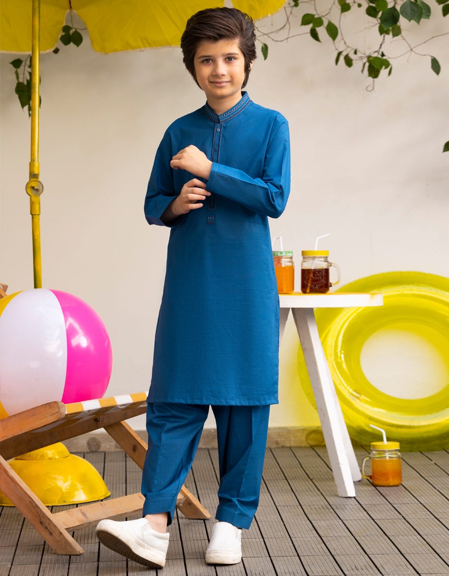 BLUE BLENDED KAMEEZ SHALWAR | JCKS-A-39263