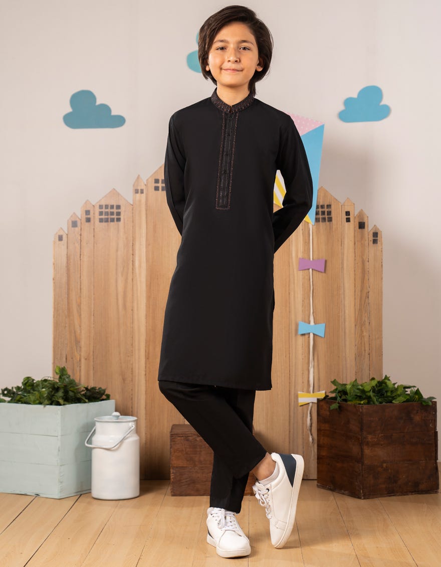 BLACK BLENDED KURTA TROUSER