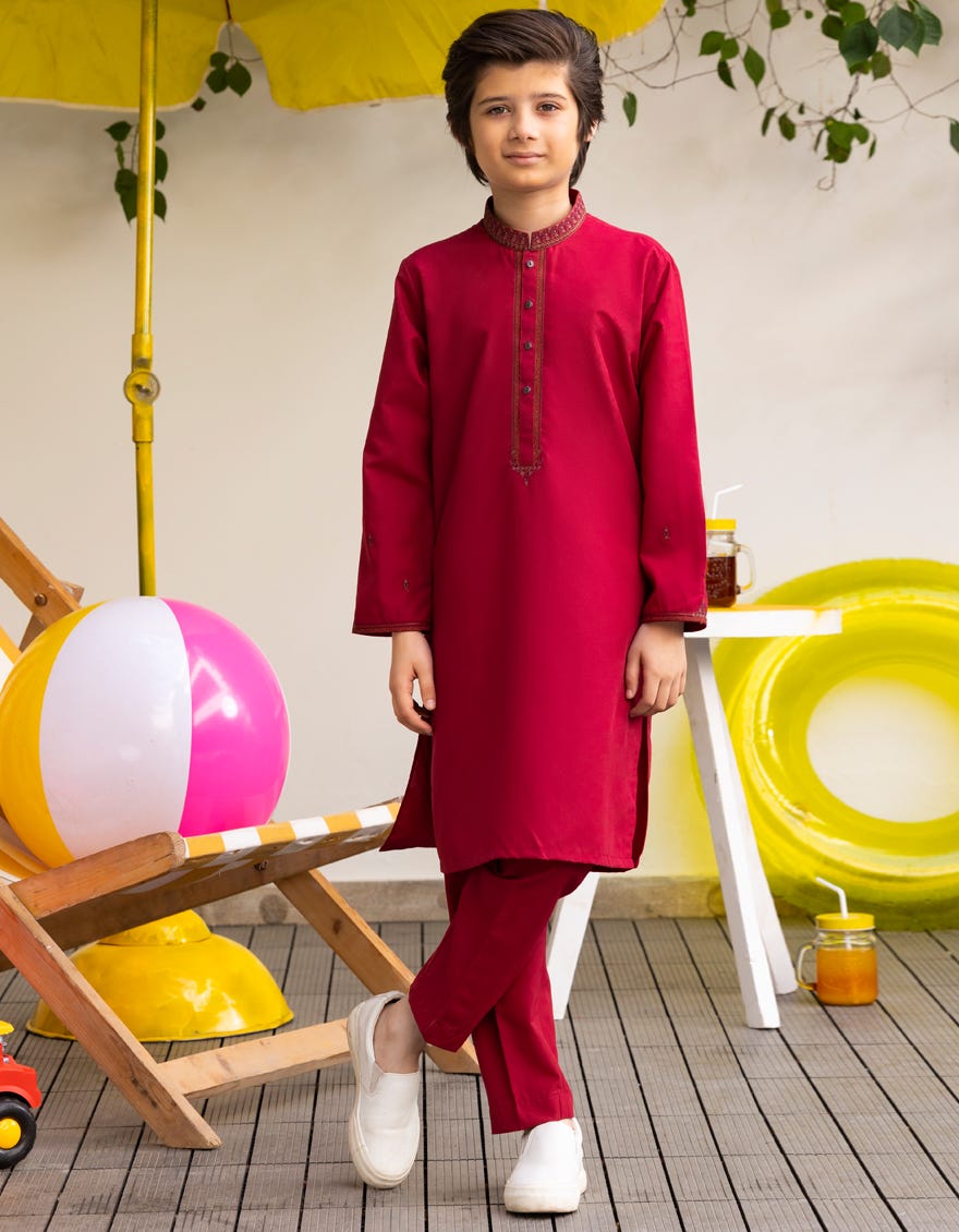 MAROON BLENDED KURTA TROUSER | JCKP-A-39266