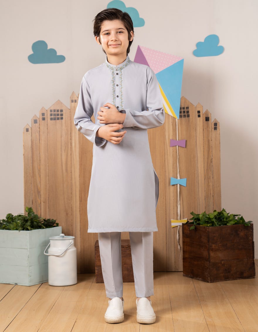 SMOKE GREY KURTA TROUSER | JCKP-A-39267