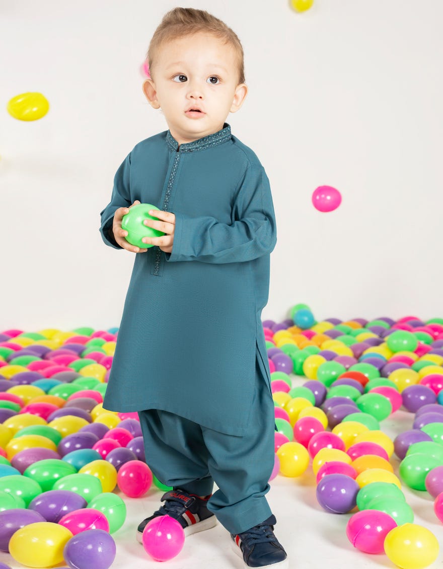 TEAL BLENDED KAMEEZ SHALWAR | JJIKS-A-39270