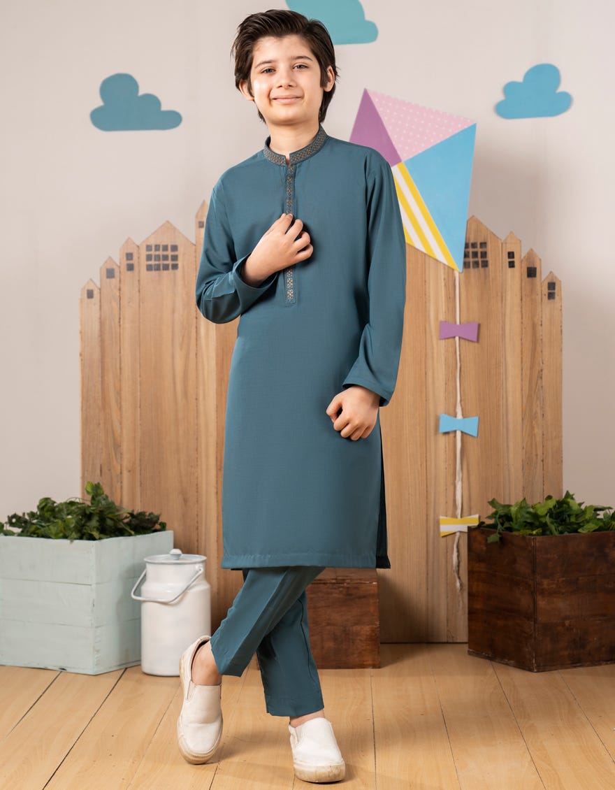 GREEN BLENDED KURTA TROUSER