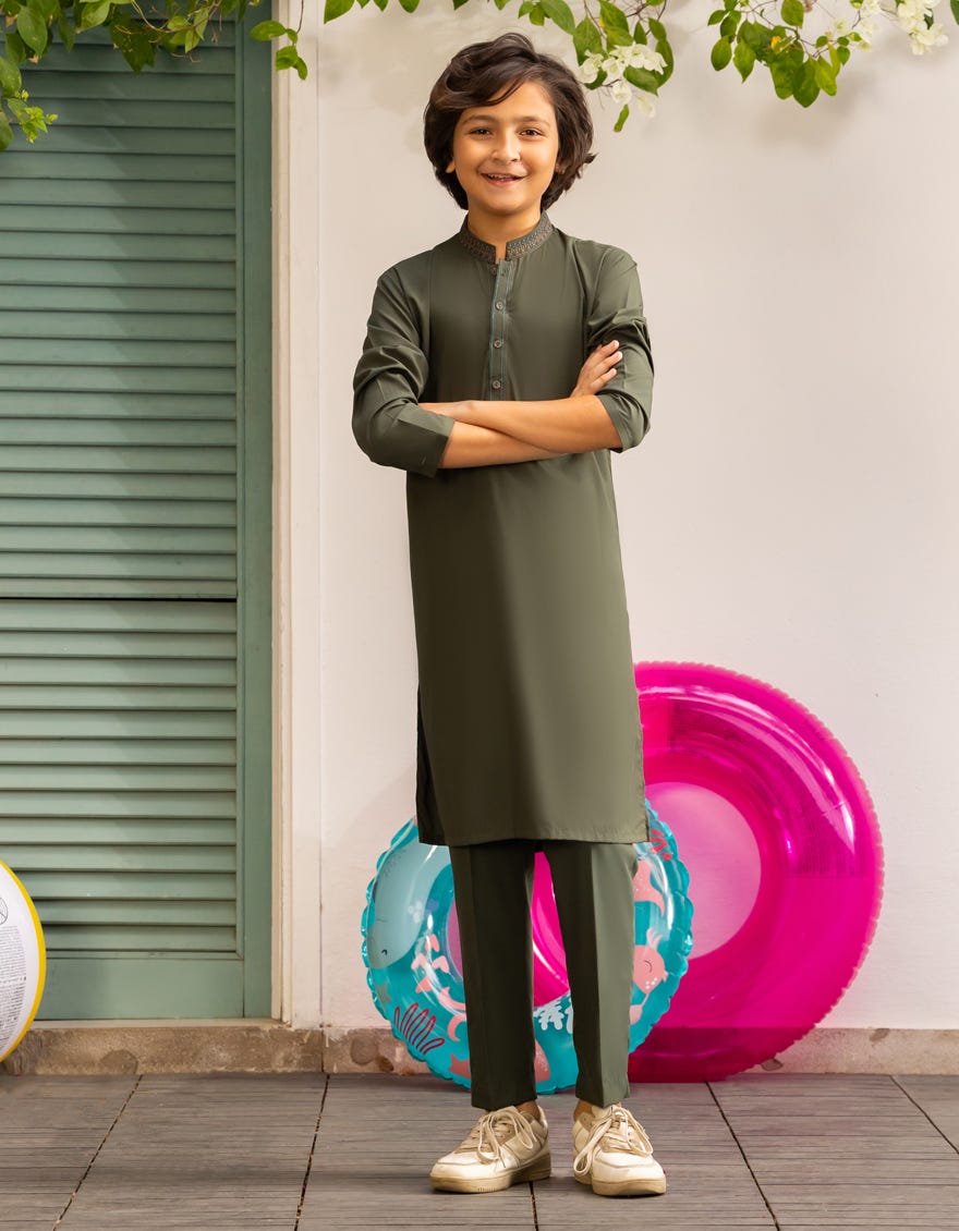 DARK GREEN BLENDED KURTA TROUSER | JCKP-A-39272