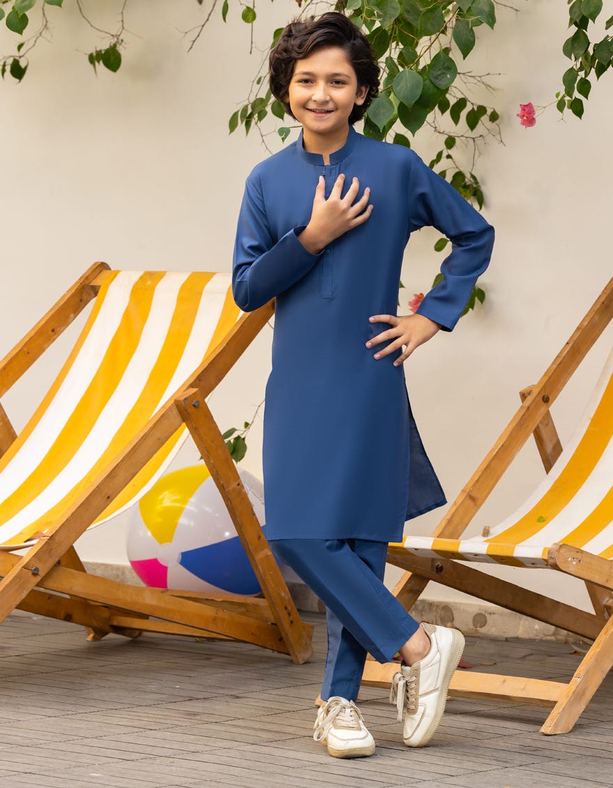 INDIGO BLUE BLENDED KURTA TROUSER | JCKP-A-39273
