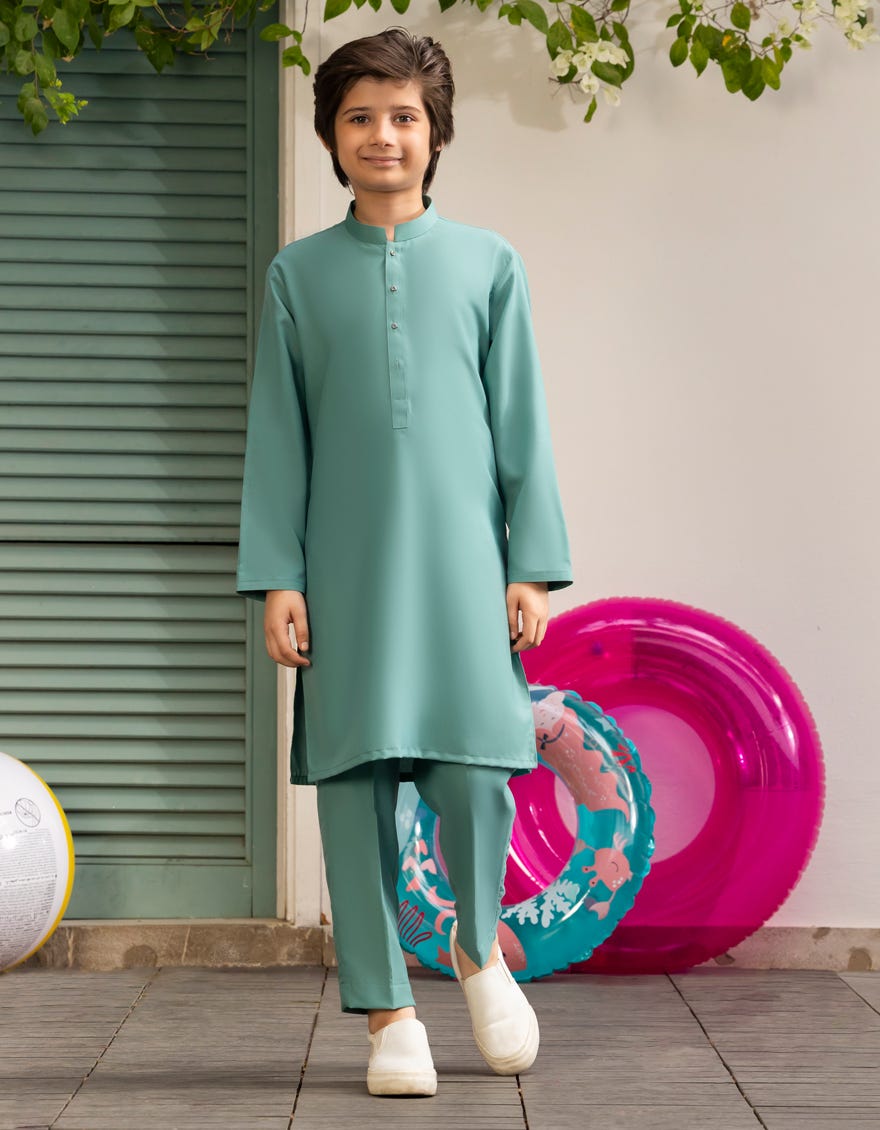 GREEN BLENDED KURTA TROUSER | JCKP-A-39275