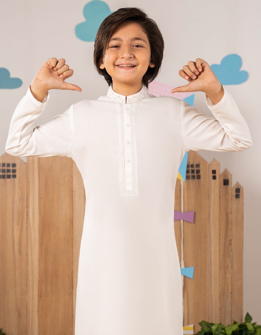 OFF WHITE BLENDED KAMEEZ SHALWAR