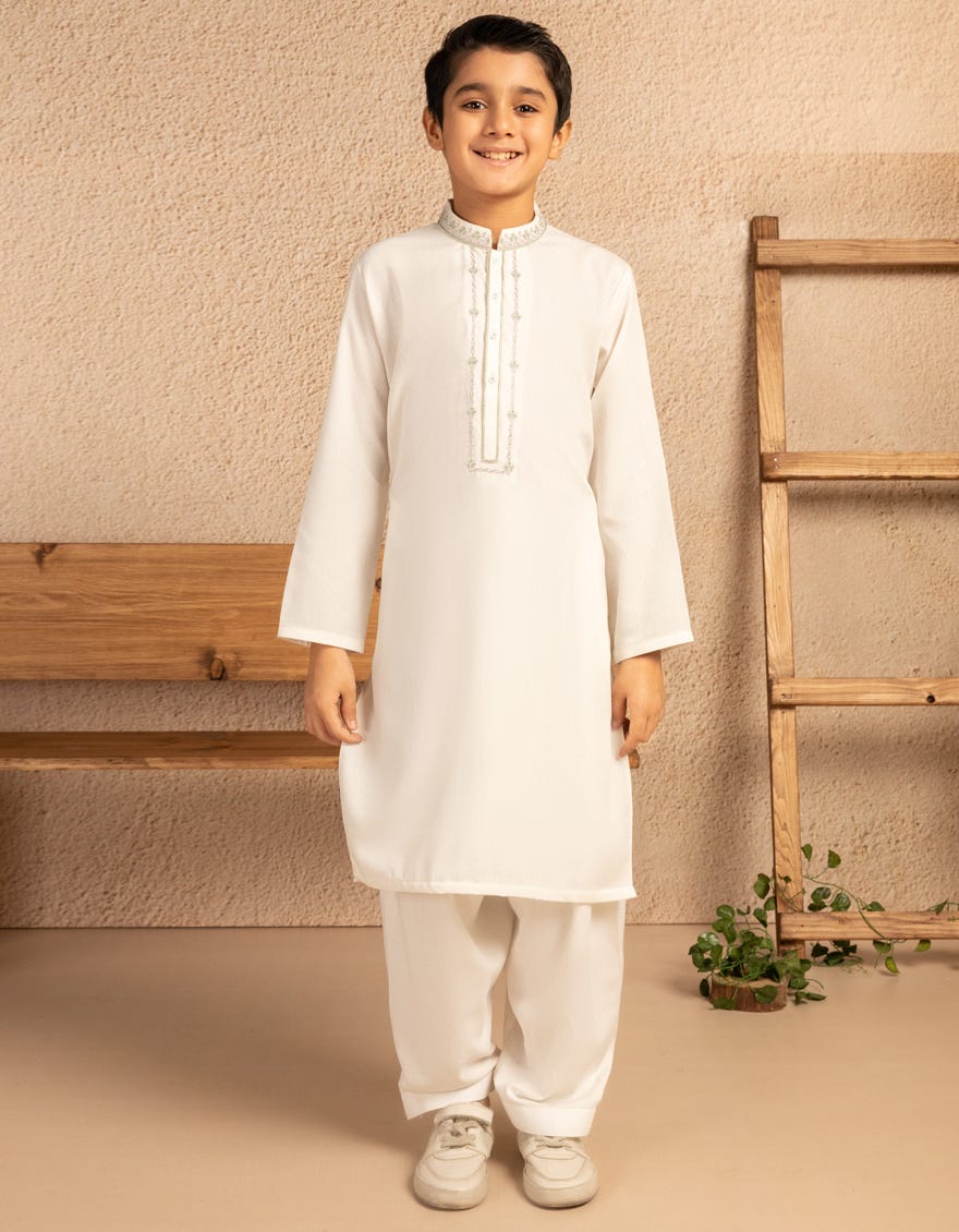 OFF WHITE BLENDED FORMAL KAMEEZ SHALWAR|JCKSA39279