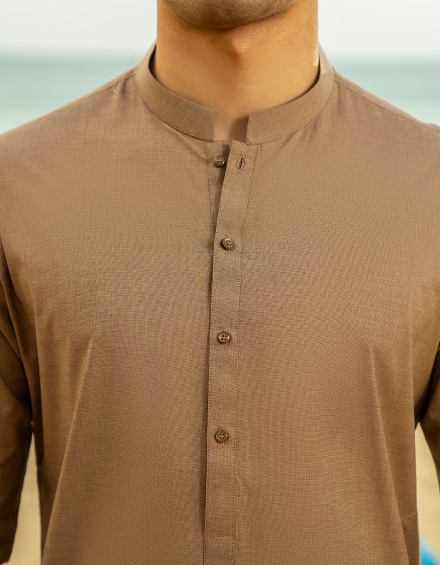 LIGHT BROWN COTTON KURTA TROUSER | JTKP-A-39286