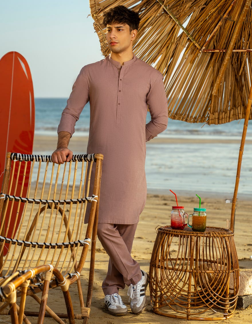 TEA PINK COTTON KURTA TROUSER | JTKP-A-39287