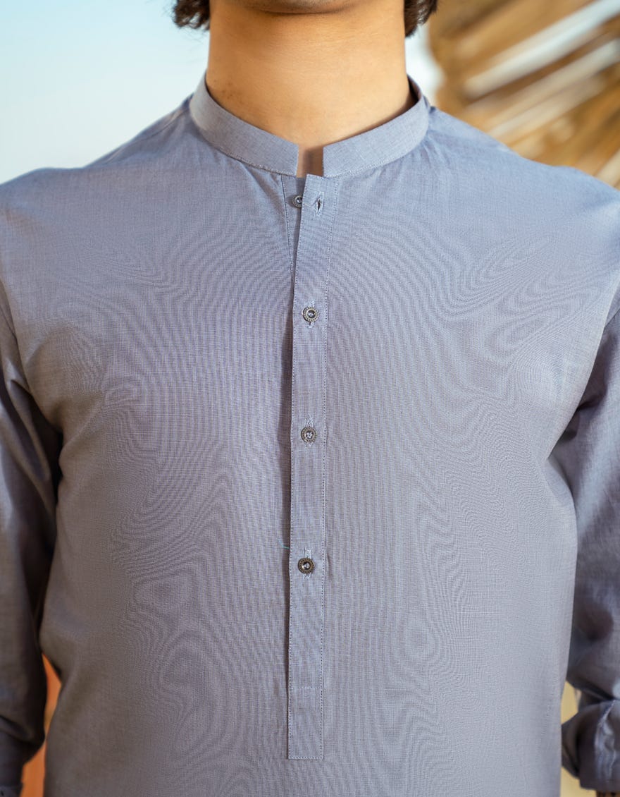 LIGHT GREY COTTON KURTA TROUSER | JTKP-A-39288
