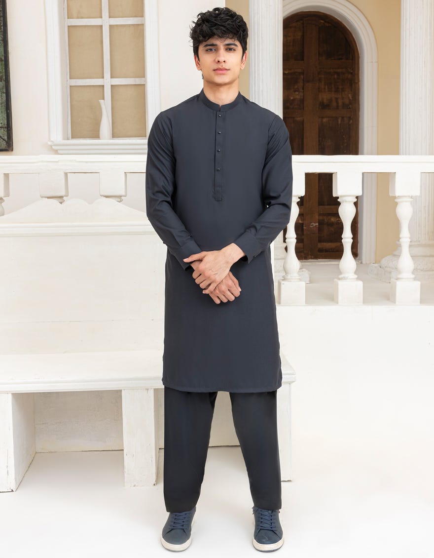 DARK GREY BLENDED KAMEEZ SHALWAR | JTKS-A-39296