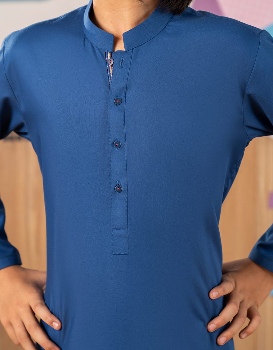 BLUE BLENDED KURTA TROUSER