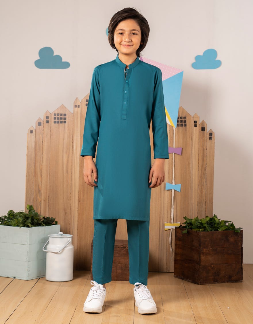 CYAN BLENDED KURTA TROUSER