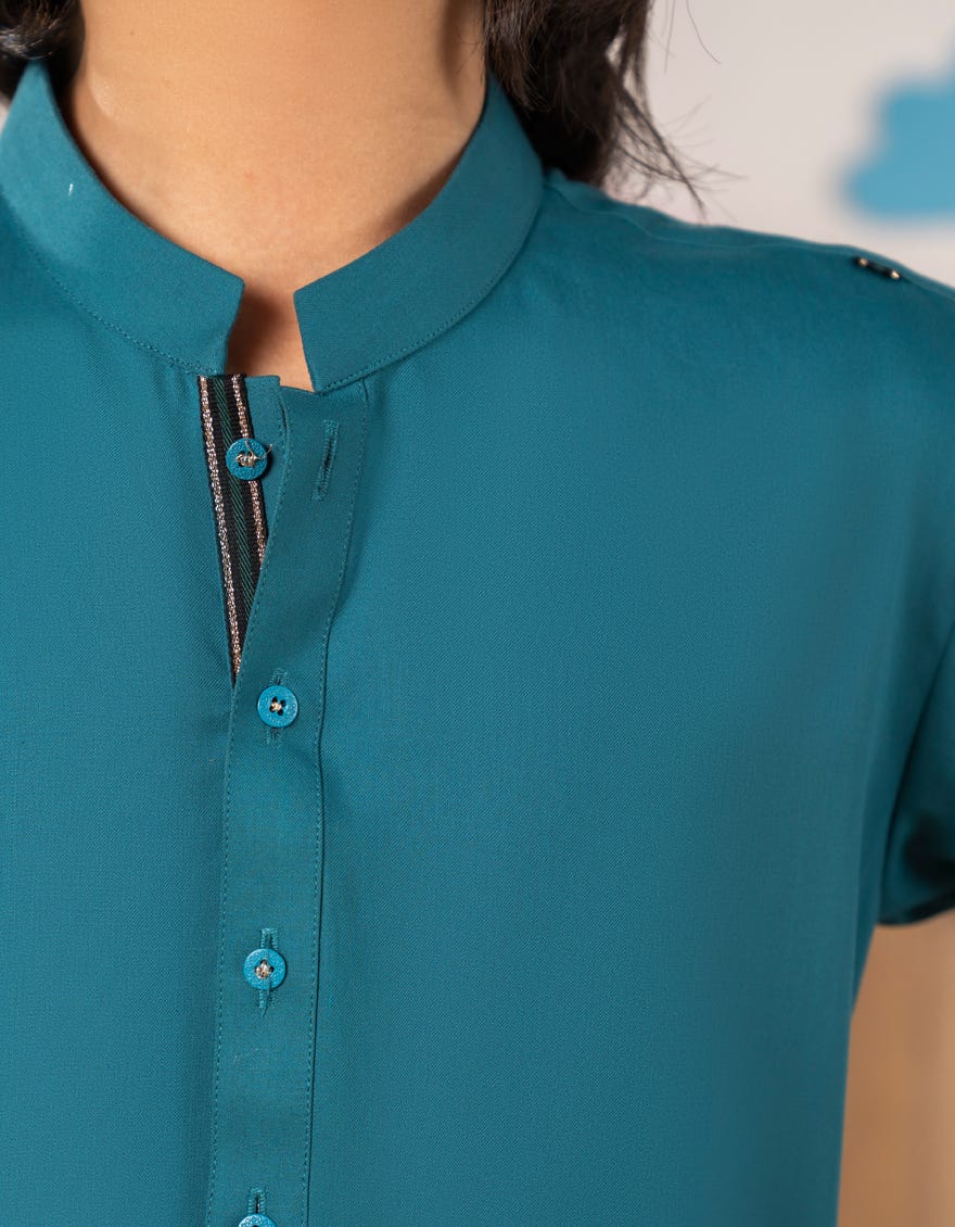 CYAN BLENDED KURTA TROUSER