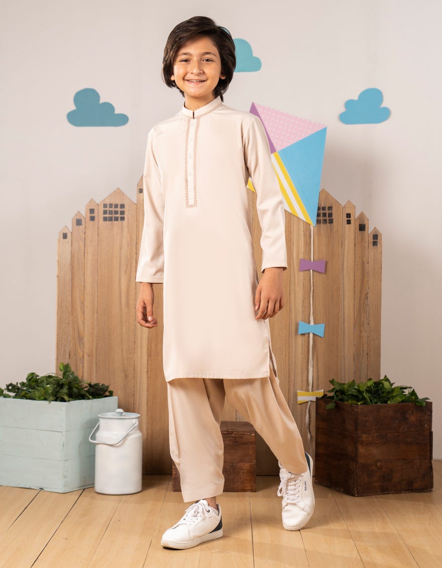 CREAM BLENDED KURTA TROUSER