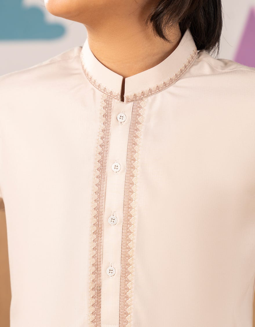 CREAM BLENDED KURTA TROUSER