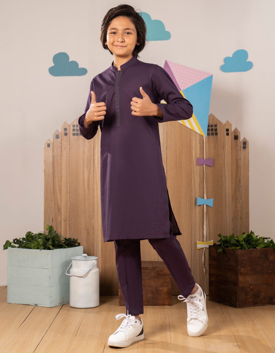 PURPLE BLENDED KURTA TROUSER