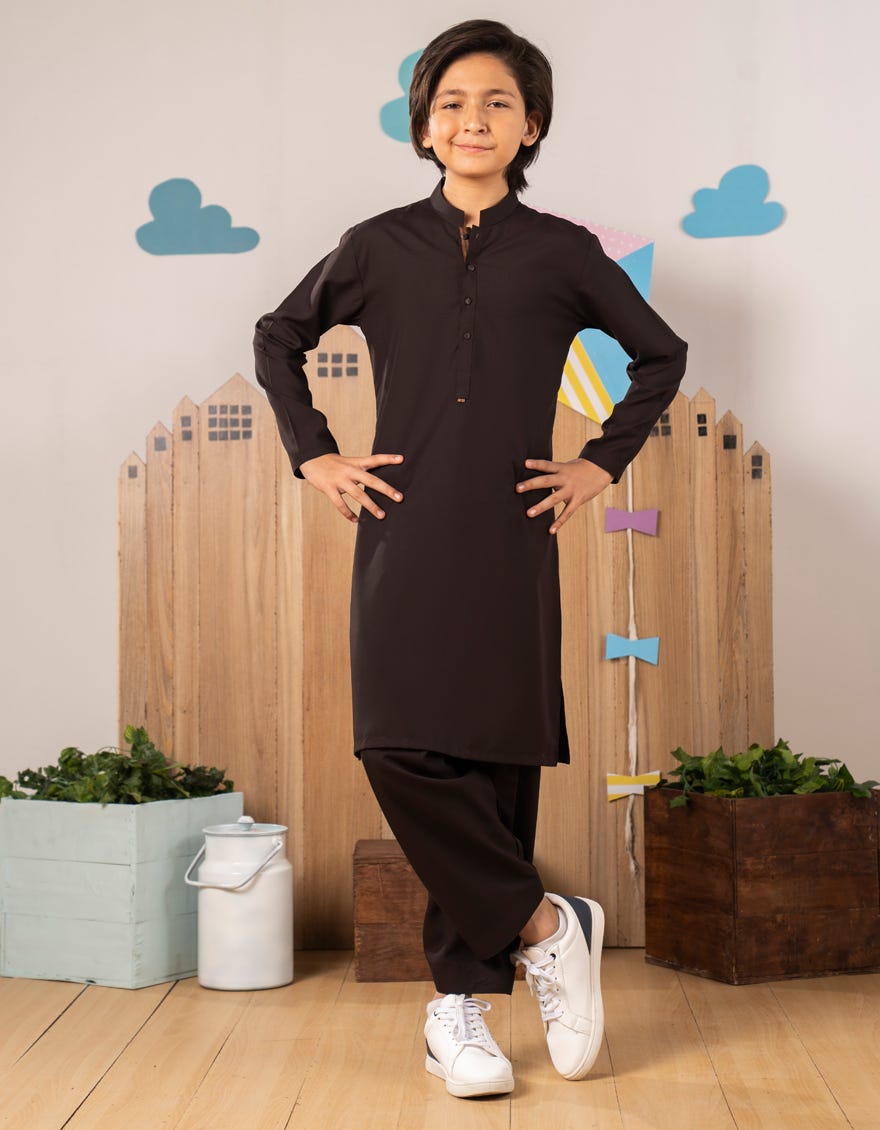 DARK BROWN BLENDED KURTA TROUSER