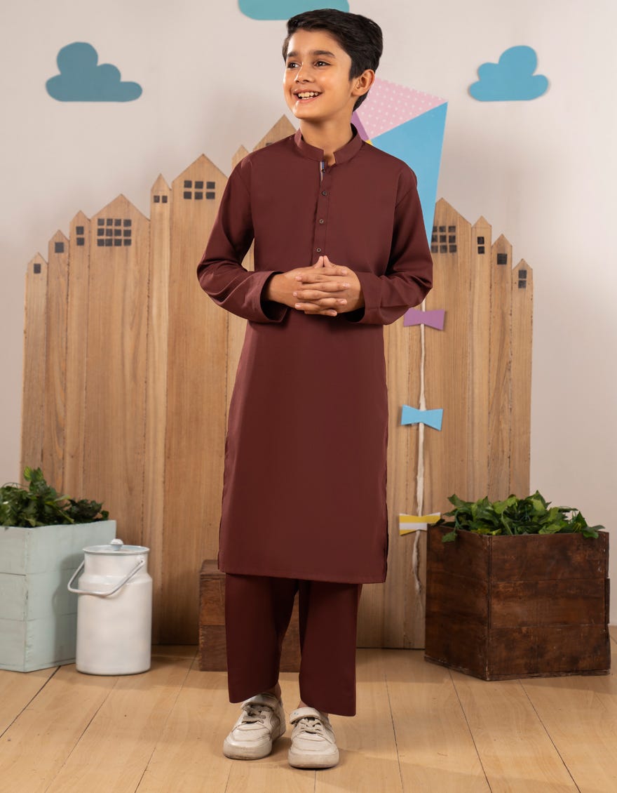 RUST BLENDED KAMEEZ SHALWAR