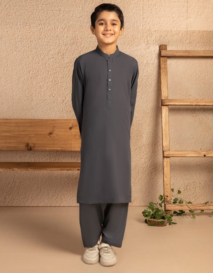 DARK GREY BLENDED CASUAL KAMEEZ SHALWAR