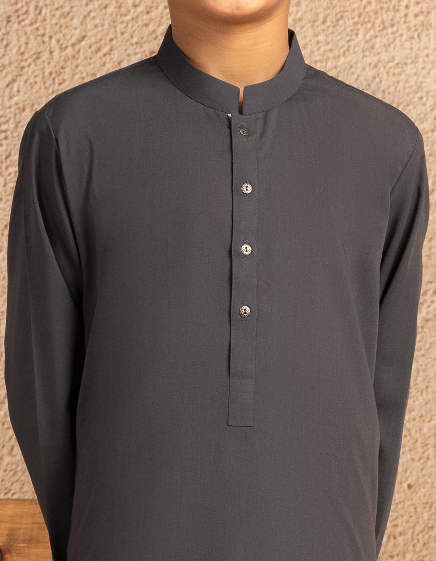 DARK GREY BLENDED CASUAL KAMEEZ SHALWAR