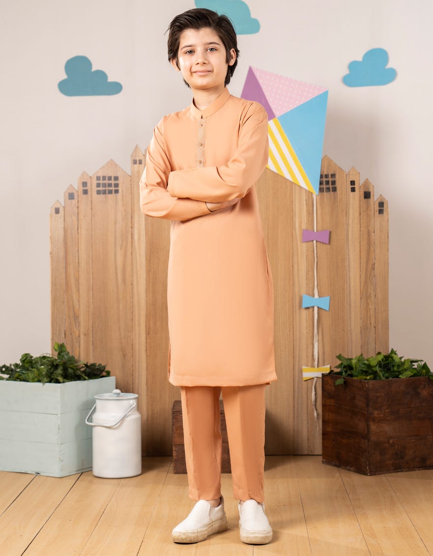 PEACH BLENDED KURTA TROUSER