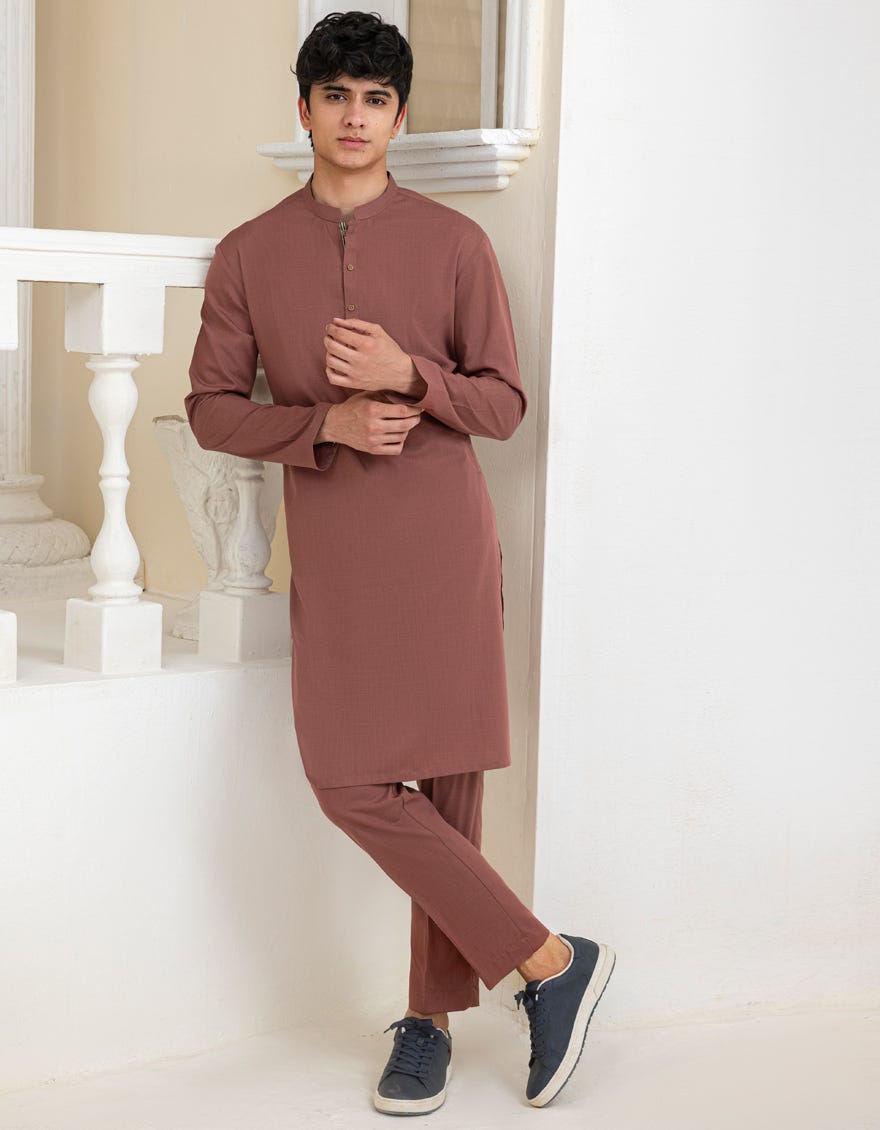RUST BLENDED KURTA TROUSER