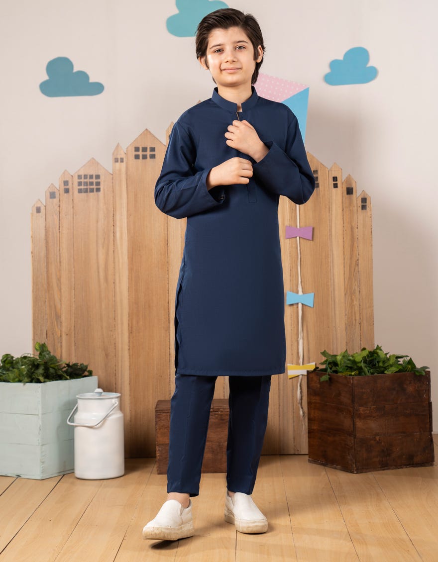 BLUE BLENDED KURTA TROUSER