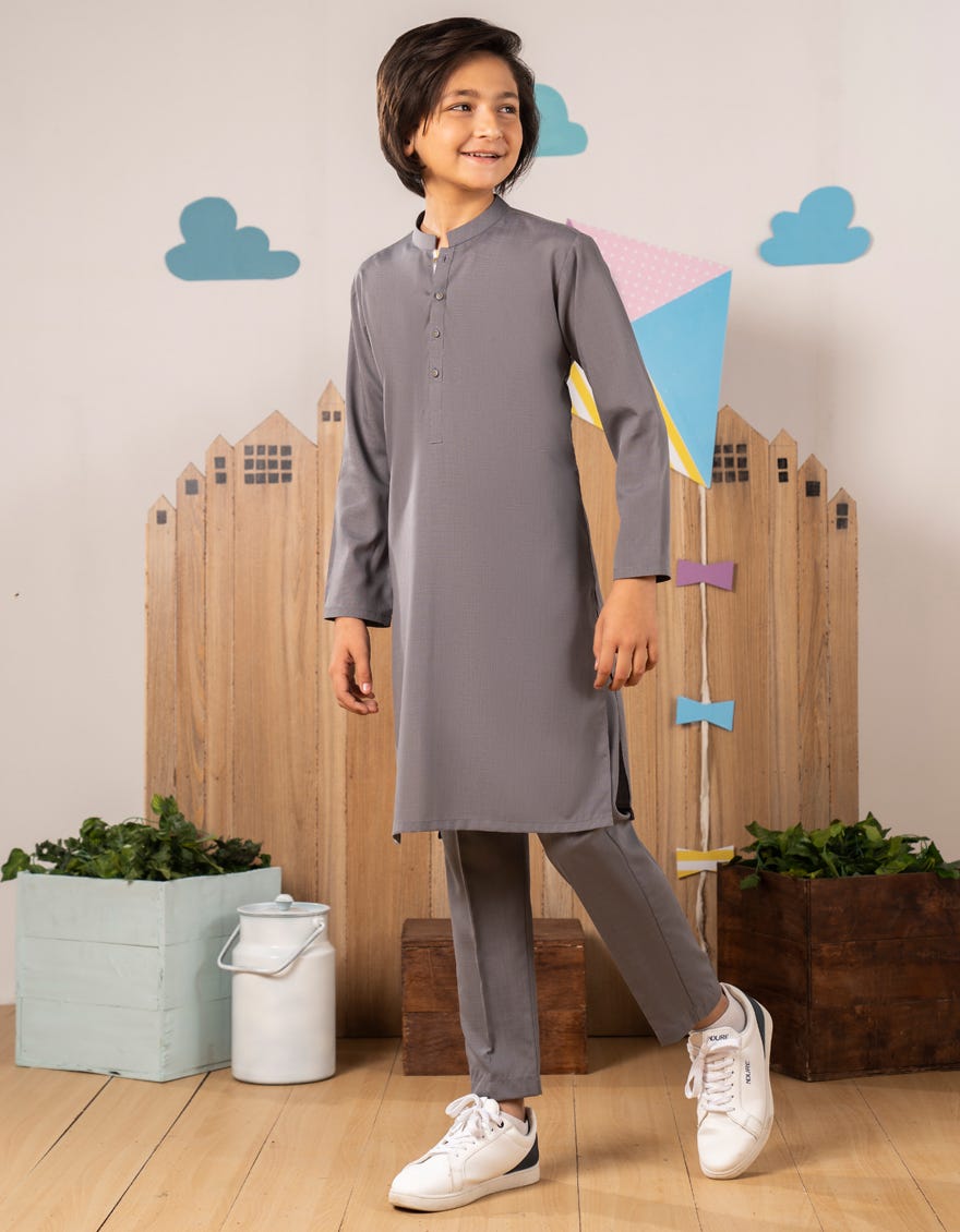 GREY BLENDED KURTA TROUSER