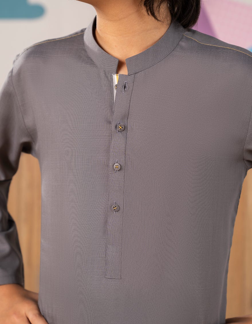 GREY BLENDED KURTA TROUSER