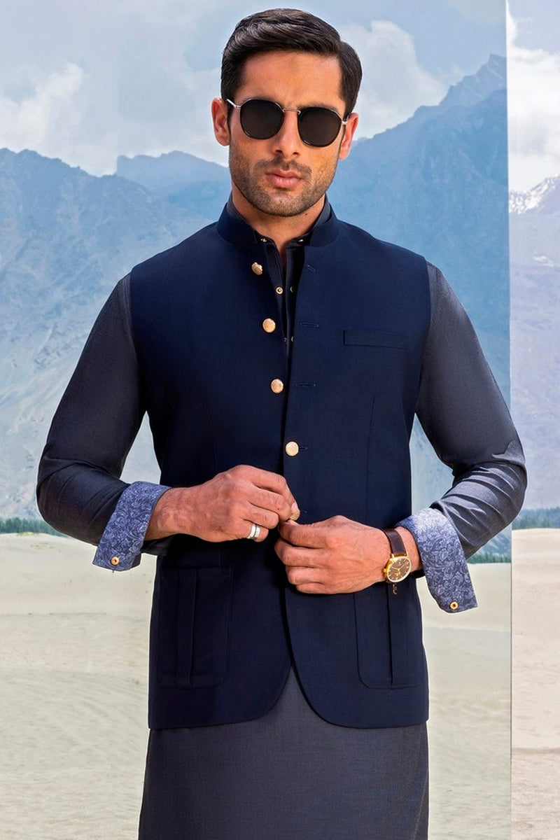 BLUE SUITING WAISTCOAT | CCVC-39341-2