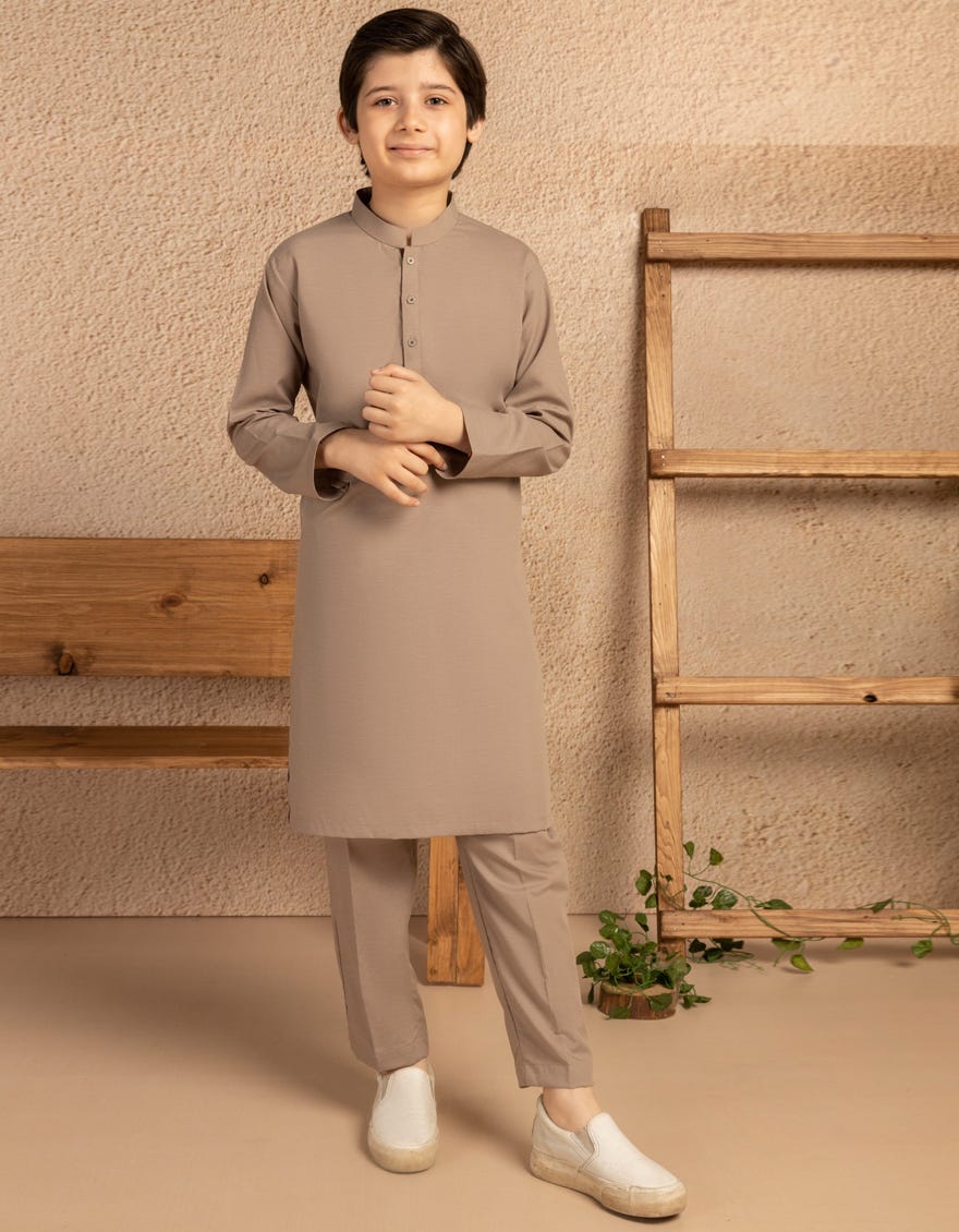 MUD BROWN BLENDED CASUAL KURTA TROUSER