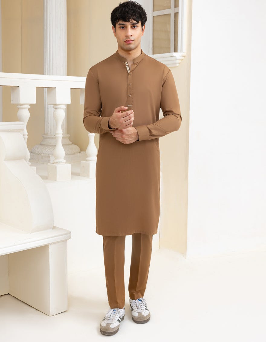 BROWN BLENDED KURTA TROUSER