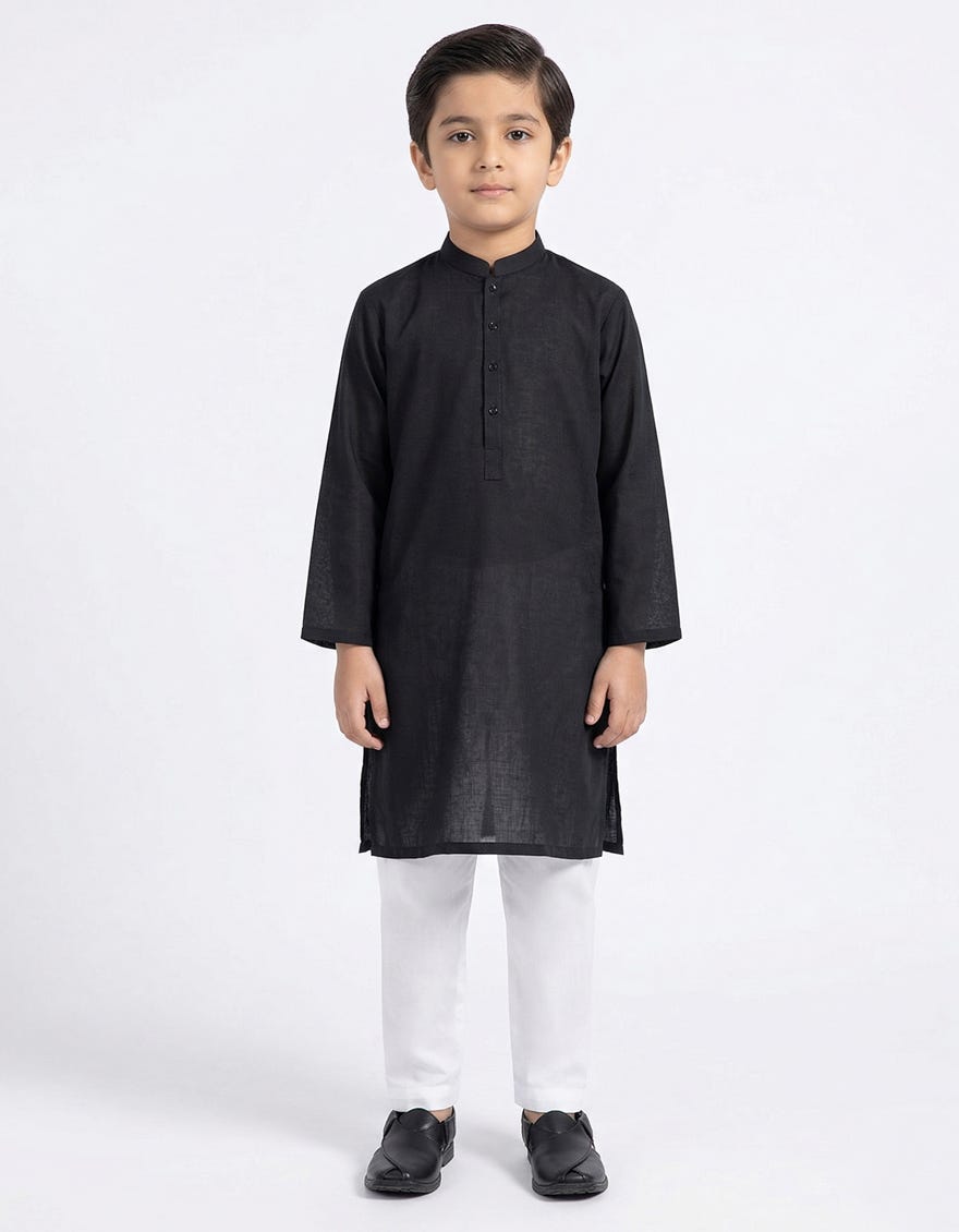 BLACK PLAIN KURTA