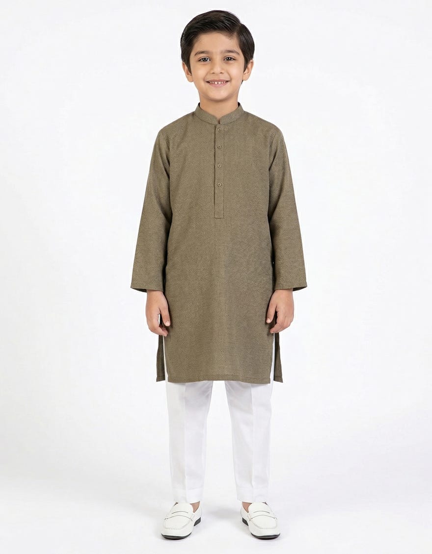 KHAKI PLAIN KURTA