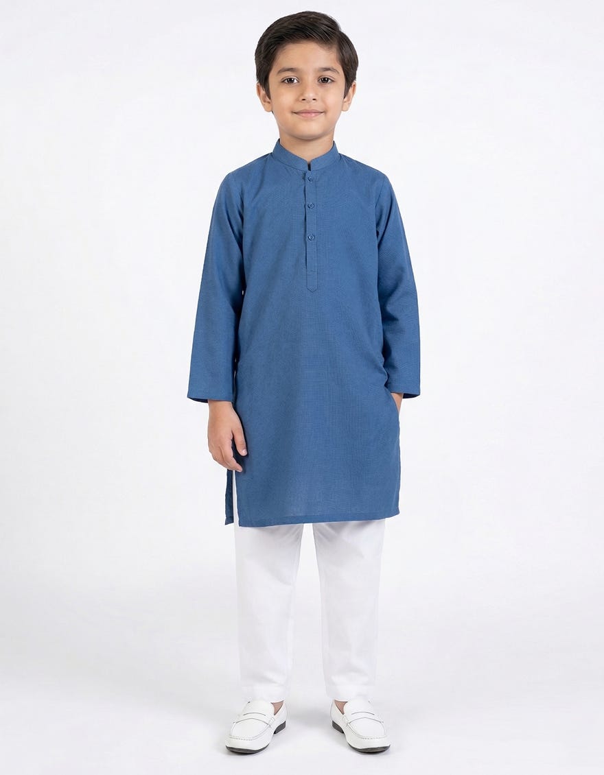 BLUE PLAIN KURTA