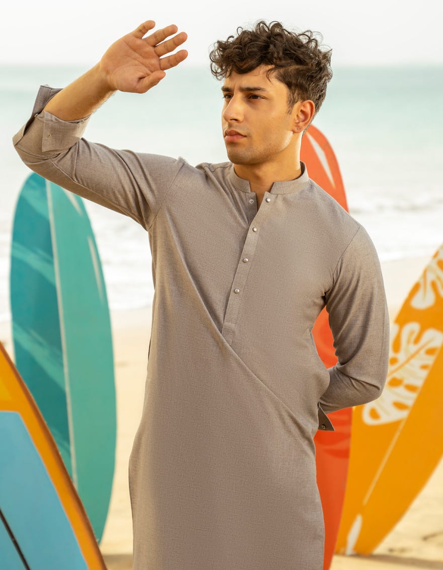 ASH GREY BLENDED KAMEEZ SHALWAR | JTKS-A-39355
